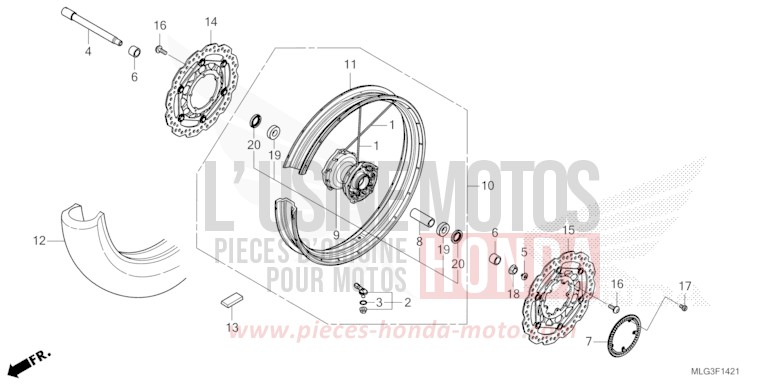 ROUE AVANT (2) de Africa Twin DCT PEARL GLARE WHITE (NHB53H) 2022